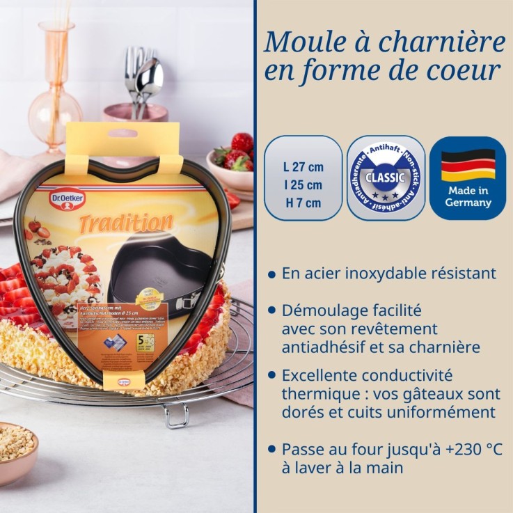Moule à charnière en forme de cœur 25 cm Dr. Oetker