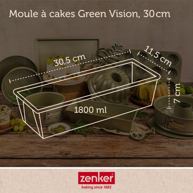 Ensemble de 2 Moules à cake vert 30 cm Zenker Green Vision