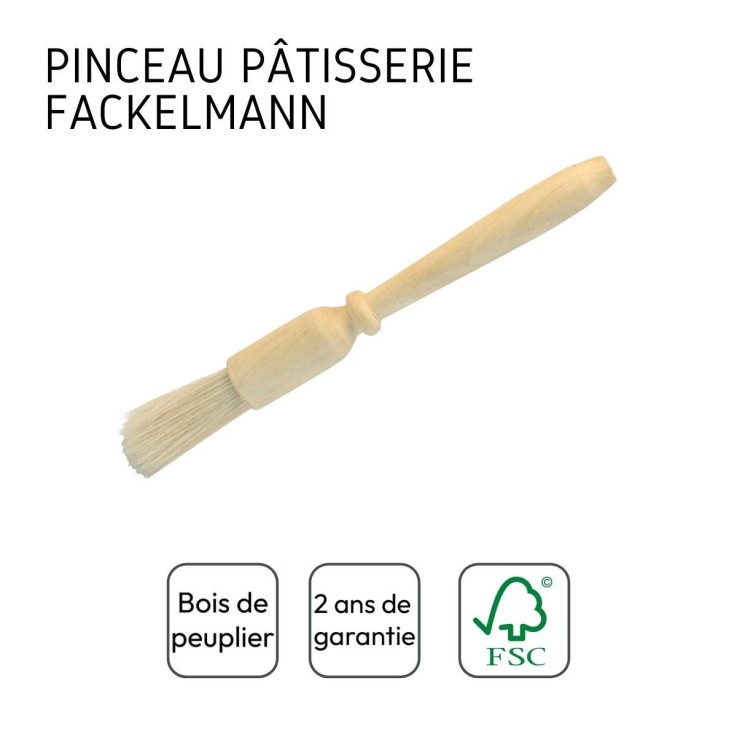 Ensemble de 2 Pinceaux de cuisine et de pâtisserie 18 cm en poils de porc Fackelmann Wood Edition