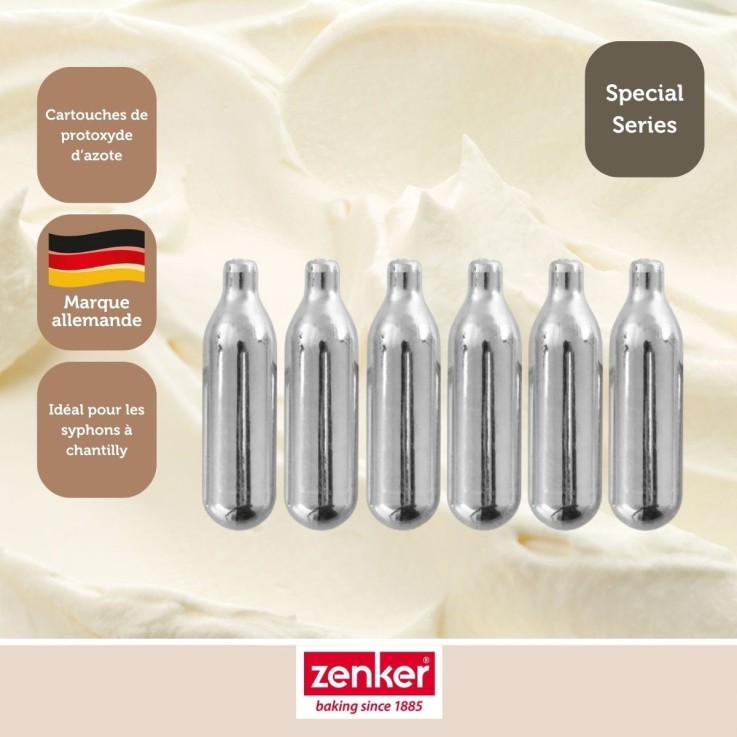 Cartouches pour siphon à chantilly en inox - lot de 6 - 7,5 g