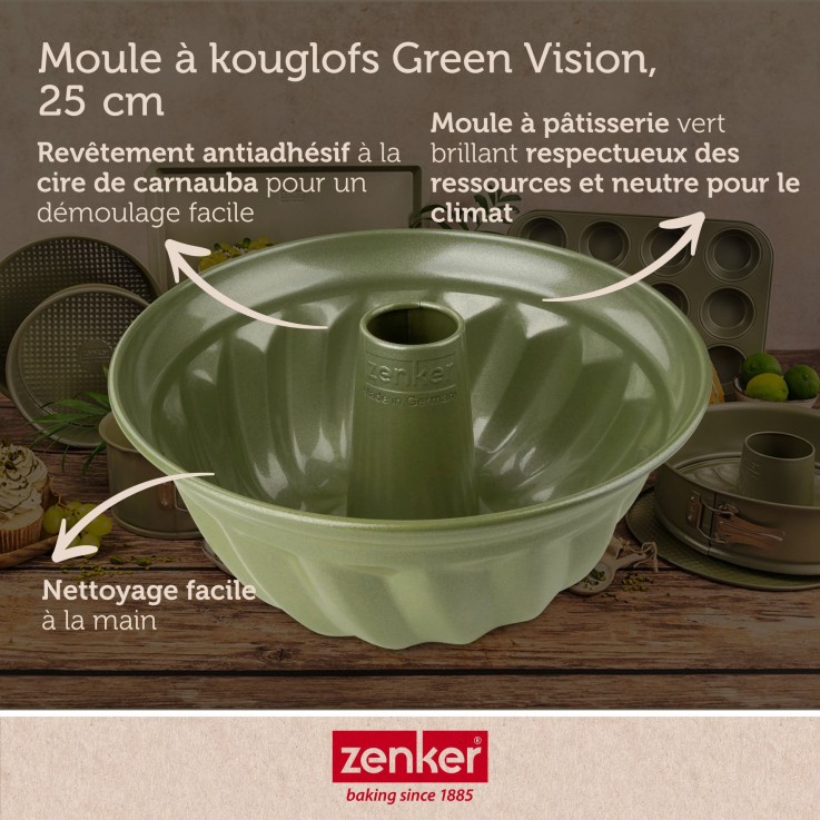 Ensemble de 2 Moules à kouglof 25 cm Zenker Green Vision