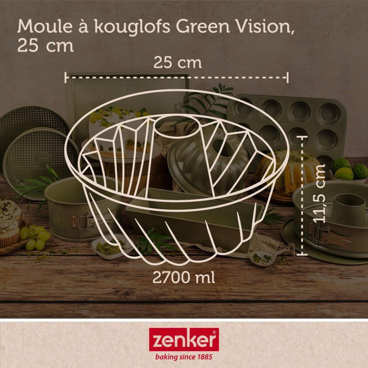 Ensemble de 2 Moules à kouglof 25 cm Zenker Green Vision