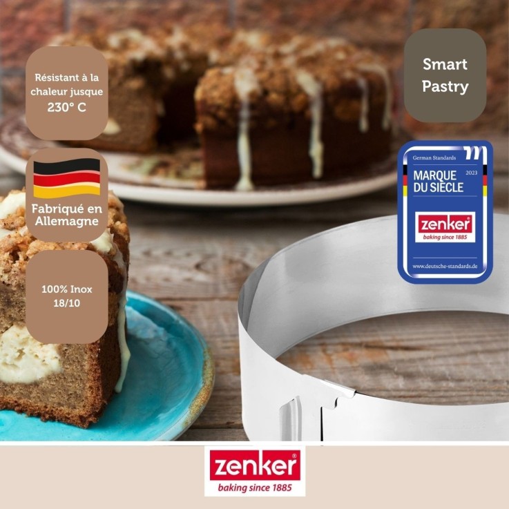 Cercle à pâtisserie réglable Smart Pastry en inox