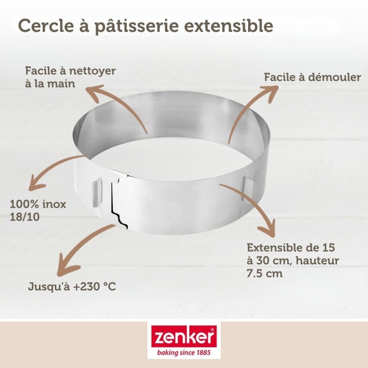 Cercle à pâtisserie réglable Smart Pastry en inox