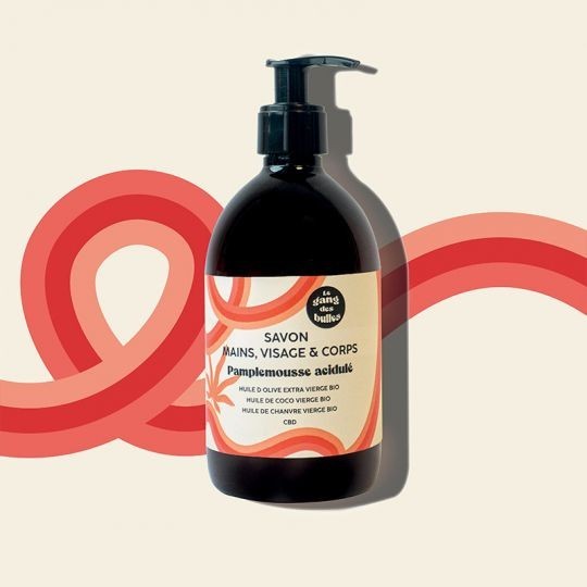 Savon Visage, Main et Corps Pamplemousse Acidulé Bio (500 ml)