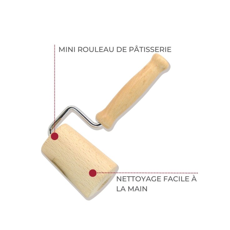 Mini rouleau à pâtisserie en bois 17 cm Fackelmann Boissellerie