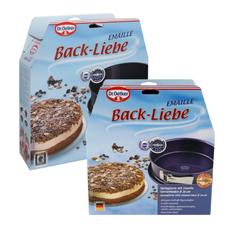 Ensemble de moule à manqué à charnière 26 et 28 cm Dr. Oetker Back Liebe
