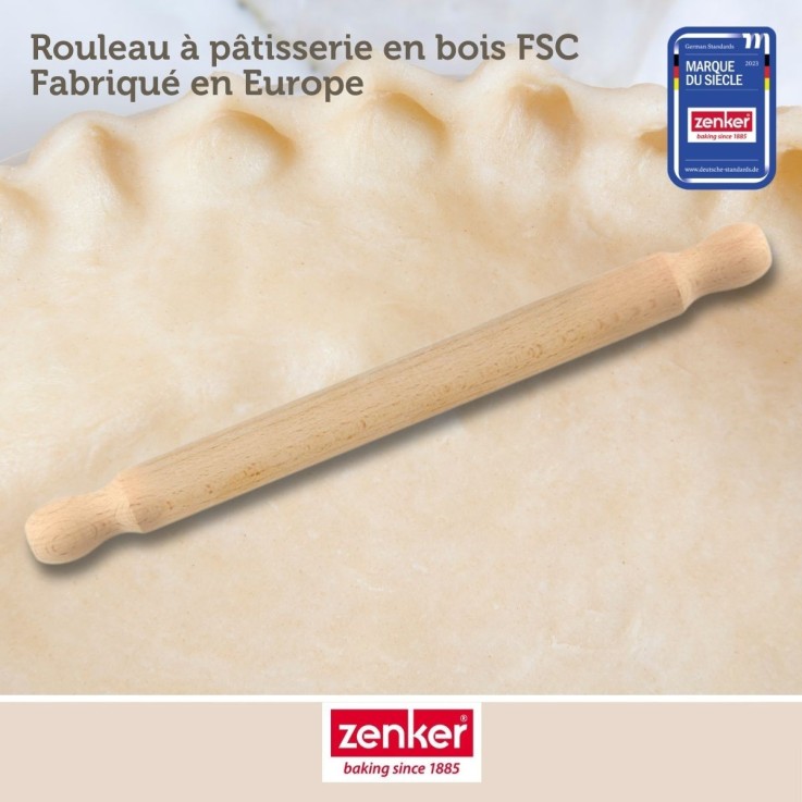 Rouleau à pâtisserie en bois certifié FSC - 35 cm - diamètre 3 cm