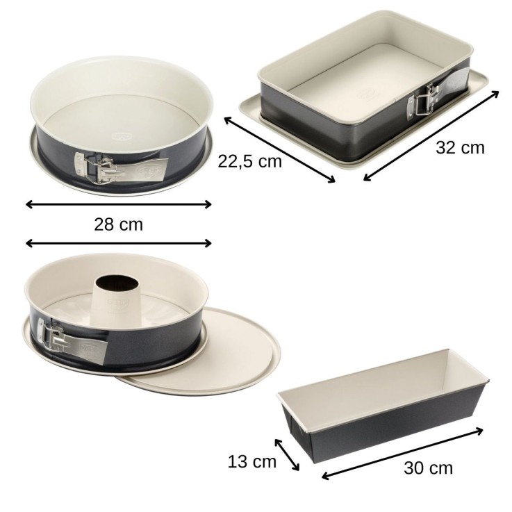 Ensemble de 4 moules à gâteaux de formes différentes de 28 à 32 cm Dr.Oetker Back-Trend