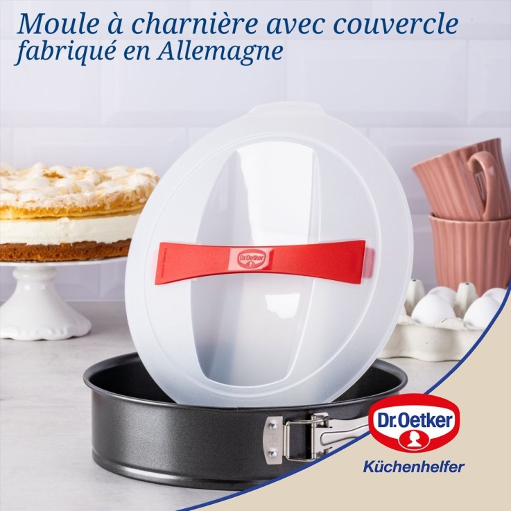 Moule à manqué à charnière 26 cm avec couvercle de transport Dr. Oetker Bake and Go