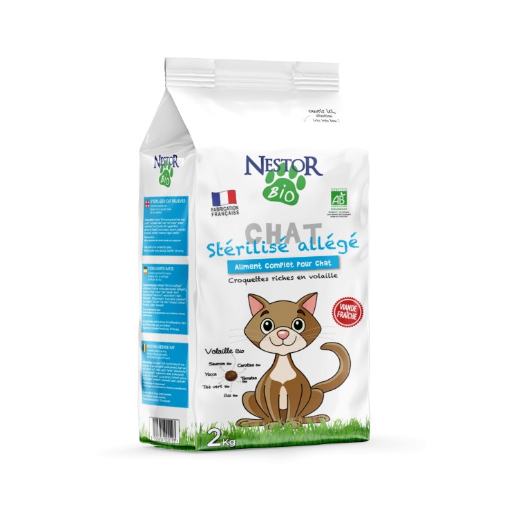 Nestor - Croquettes Bio à la Volaille pour Chat Stérilisé 2kg