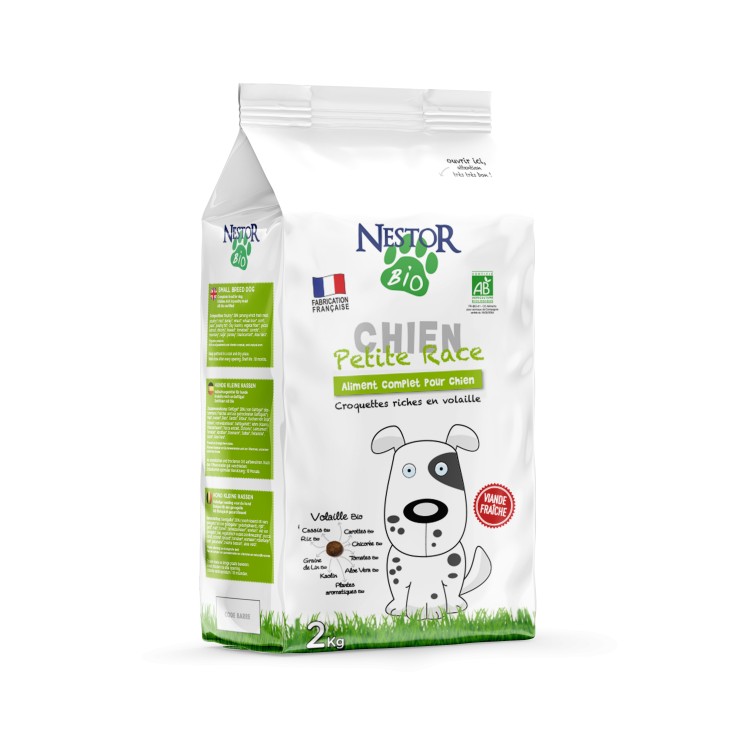Nestor - Croquettes Bio à la Volaille pour Chien de Petite Taille 2kg