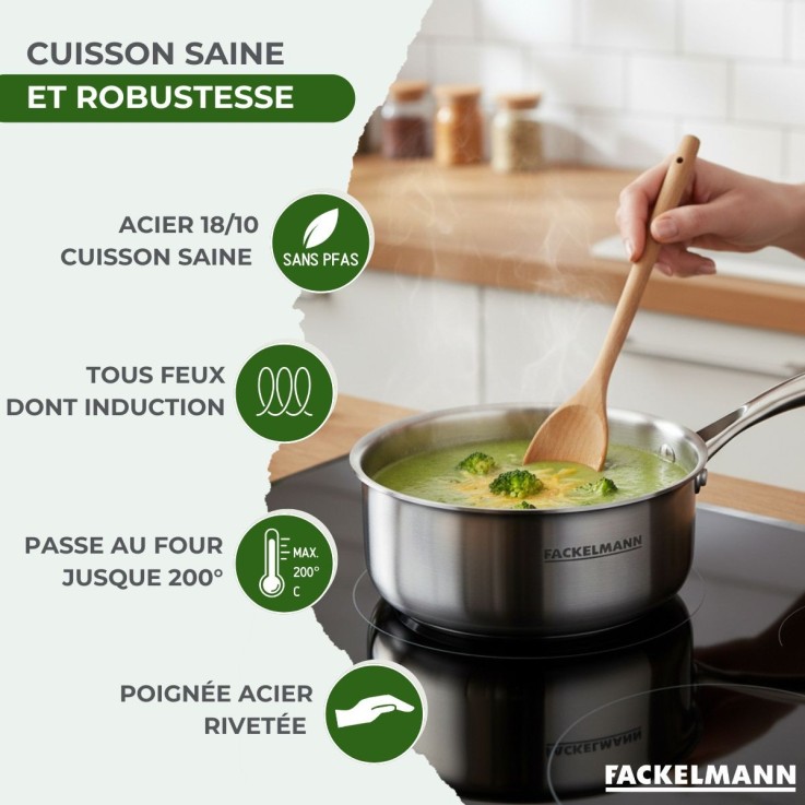 Set 2 Casseroles 14 et 18 cm inox 18/10 Triply Fackelmann Vita3