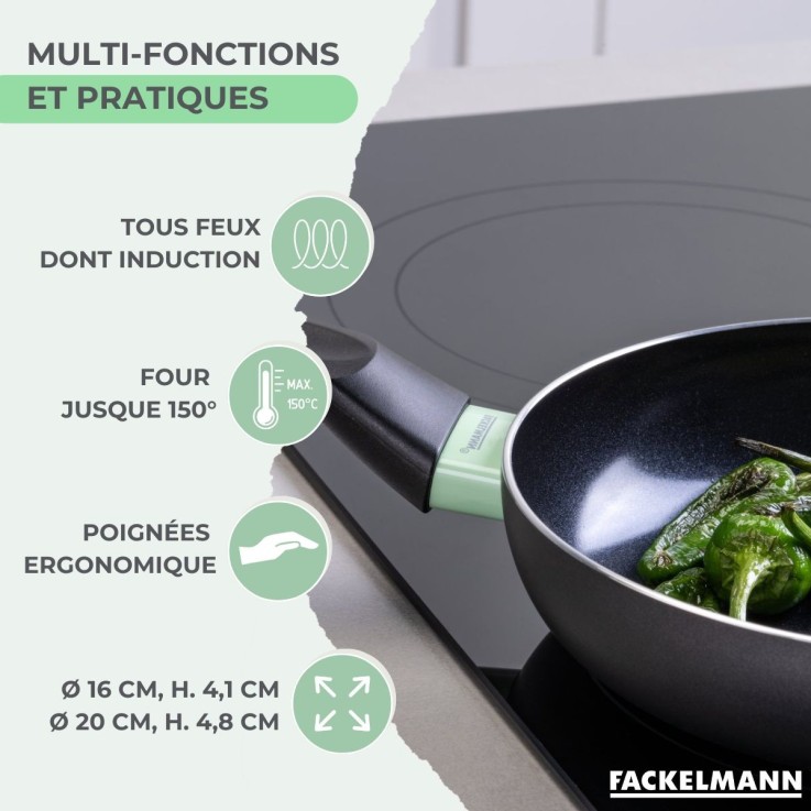 Set de 2 poêles antiadhésives céramique 16 et 20 cm Fackelmann Brandao