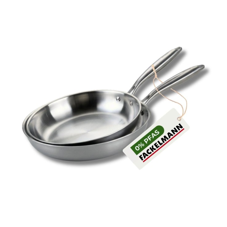 2 poêles 26 cm et 28 cm inox 18/10 Triply Fackelmann Vita3