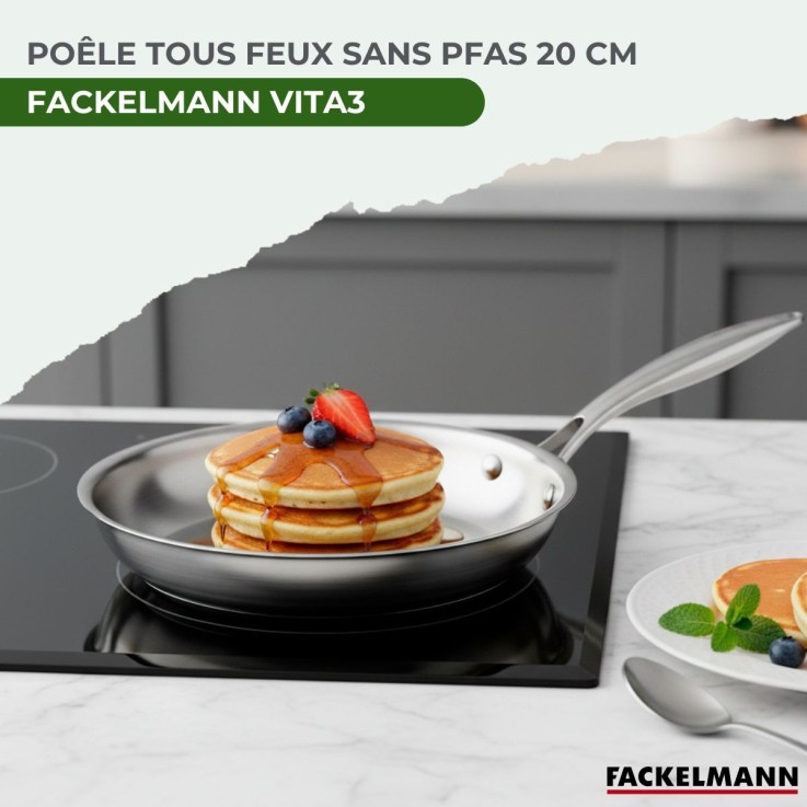 Poêle 20 cm en inox 18/10 Triply Fackelmann Vita3