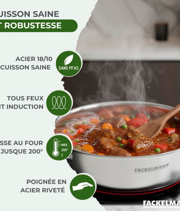 Sauteuse 24 cm en inox...
