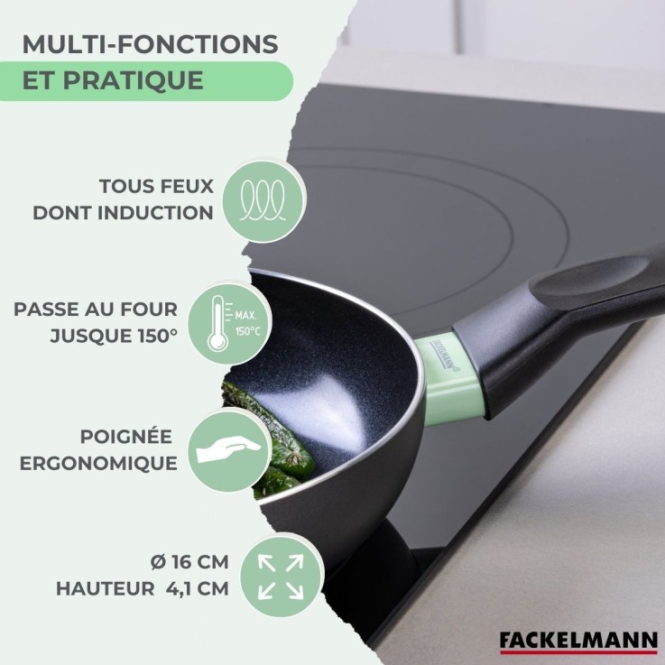 Poêle 16 cm aluminium revêtement céramique antiadhésif sans PFAS Fackelmann Brandao