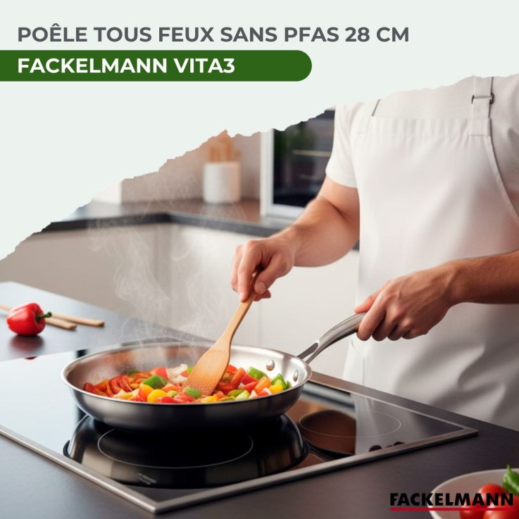 Poêle 28 cm en inox 18/10 Triply Fackelmann Vita3
