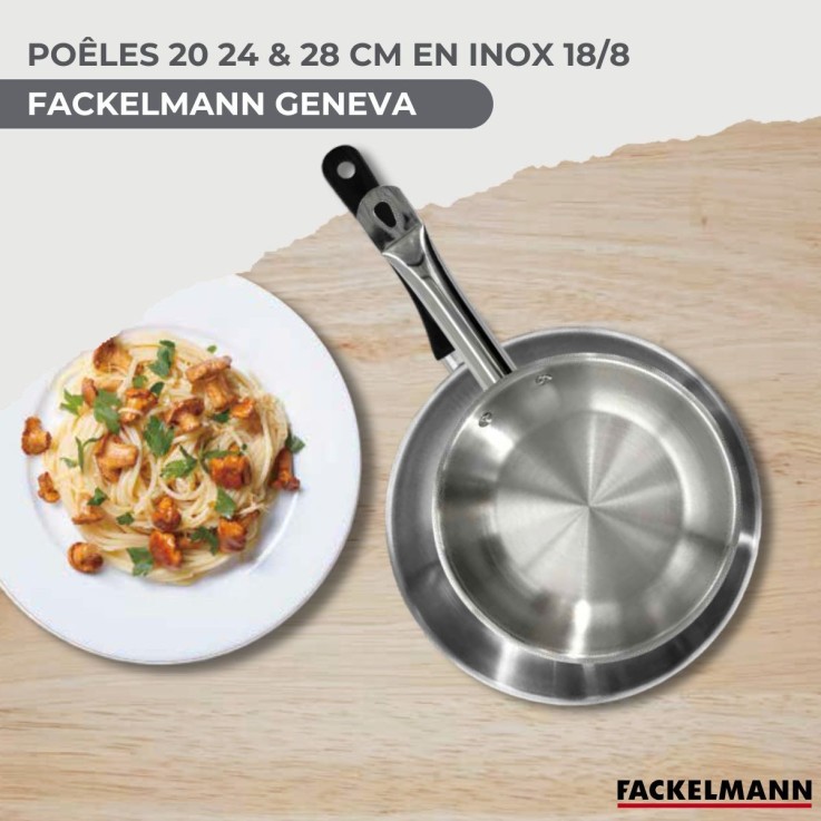 Set 3 poêles 20 24 et 28 cm en inox Fackelmann Geneva