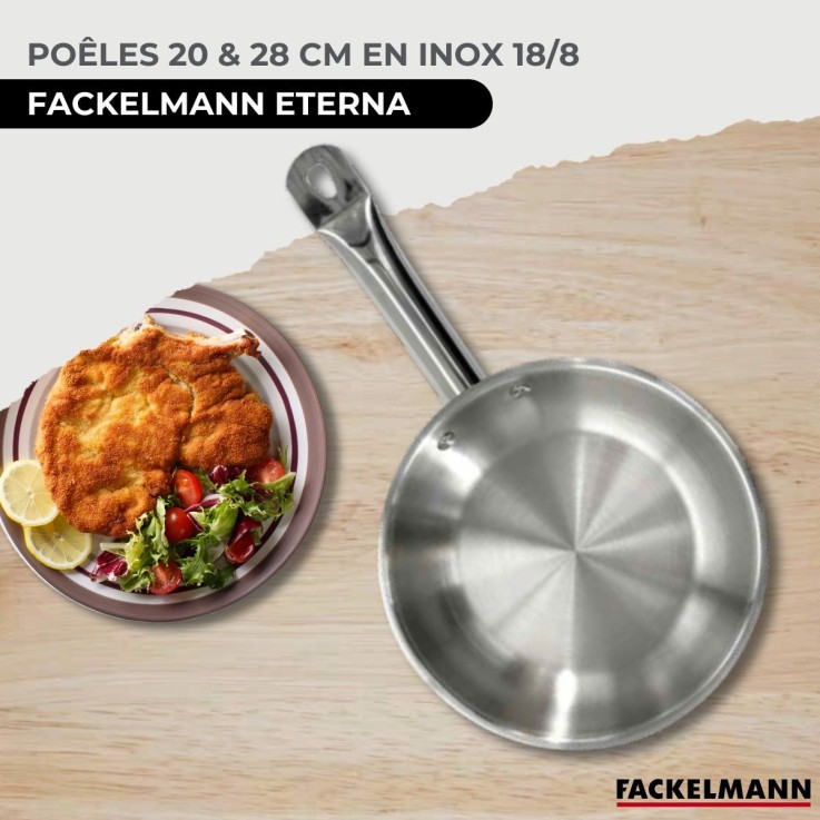 Set de 2 poêles 20 et 28 cm en inox Fackelmann Eterna