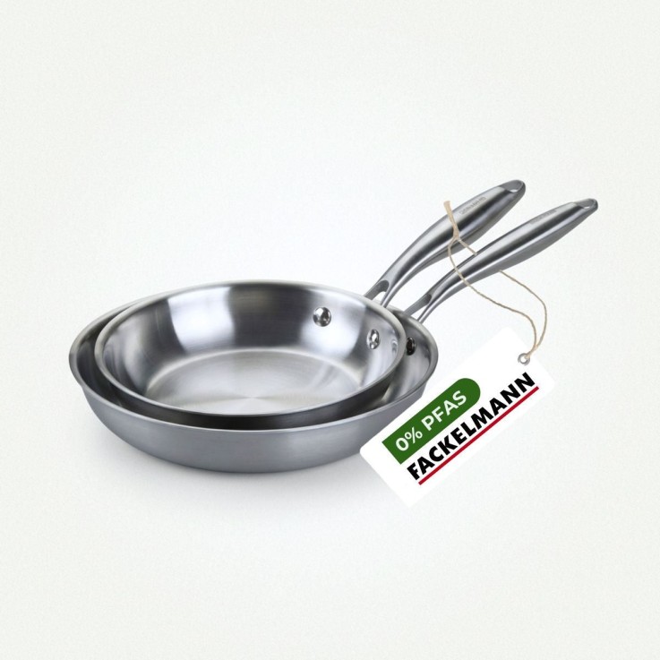 2 poêles 24 cm et 28 cm inox 18/10 Triply Fackelmann Vita3