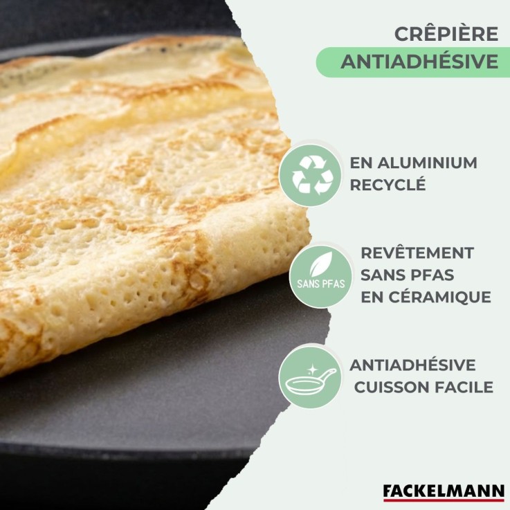 Set chandeleur avec crêpière 26 cm et 3 ustensiles Fackelmann Brandao