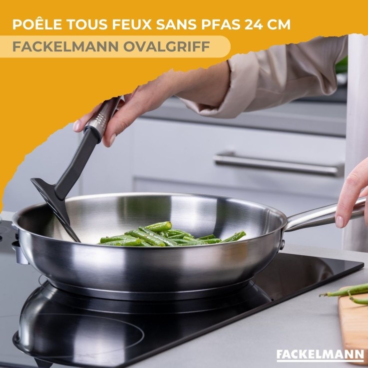 Poêle 24 cm en inox 18/8 Fackelmann Ovalgriff