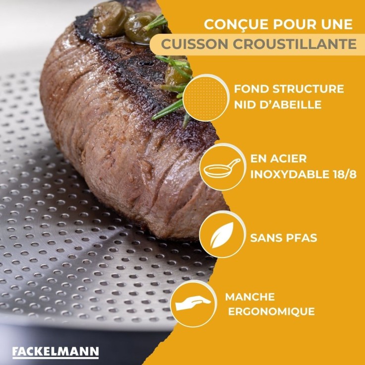 Poêle 24 cm en inox 18/8 Fackelmann Ovalgriff