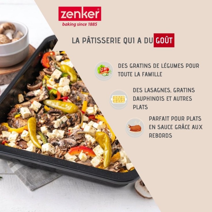 Ensemble de 2 Plats rectangulaire XXL 40 x 29 cm en acier émaillé Zenker Spécial Cooking