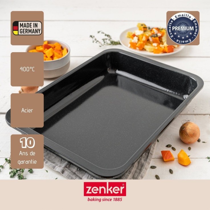 Ensemble de 2 Plats rectangulaire XXL 40 x 29 cm en acier émaillé Zenker Spécial Cooking