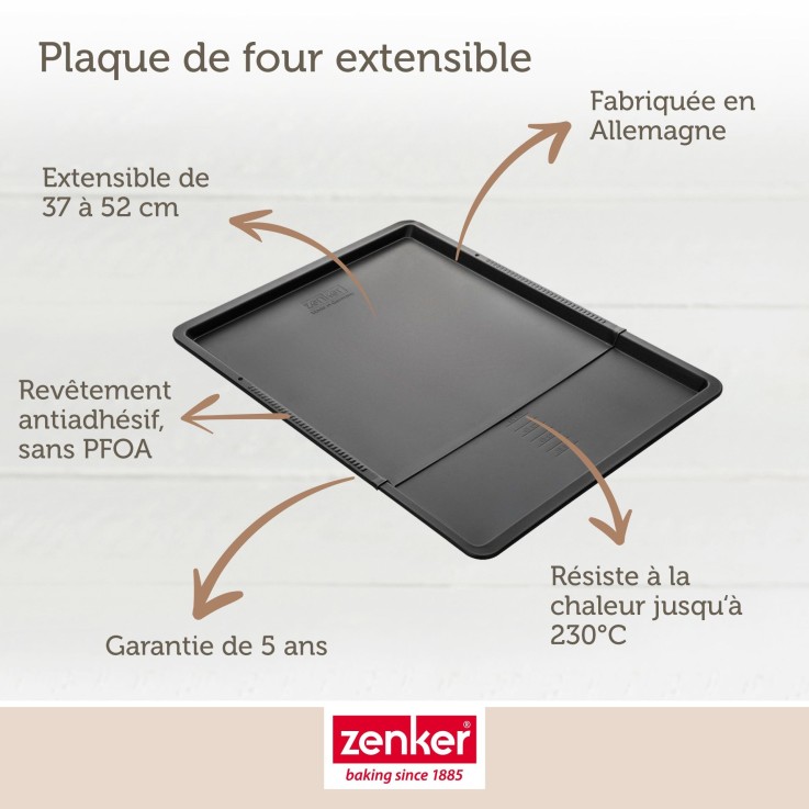 Ensemble de 2 Plaques à pâtisserie extensible de 37 à 52 x 33 cm Zenker Black Metallic