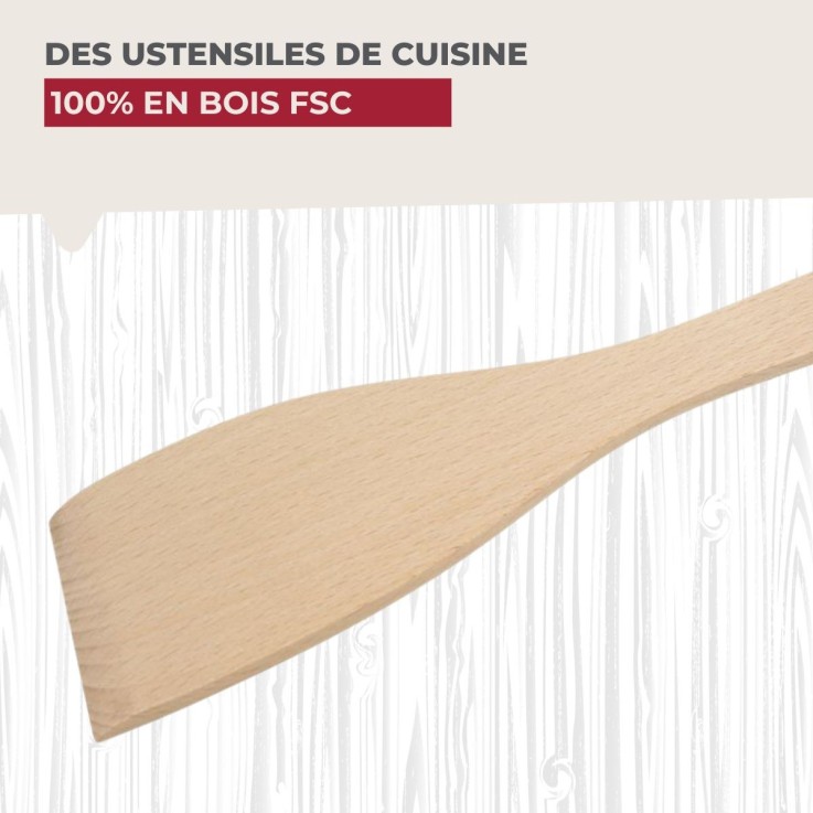 Set de 4 ustensiles de cuisine en bois FSC Fackelmann Nature