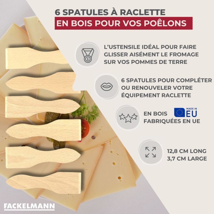 Ensemble de 12 spatules à raclette en bois 13 cm Fackelmann Wood Edition