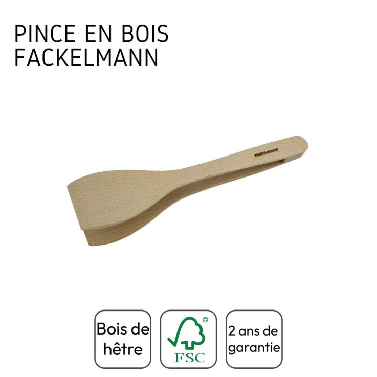Pince de cuisine en bois FSC 29,7 cm Fackelmann