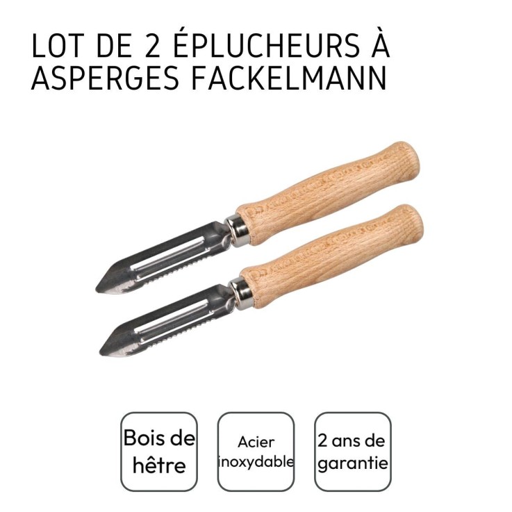 Lot de 2 éplucheurs à asperges manche en bois 15 cm Fackelmann
