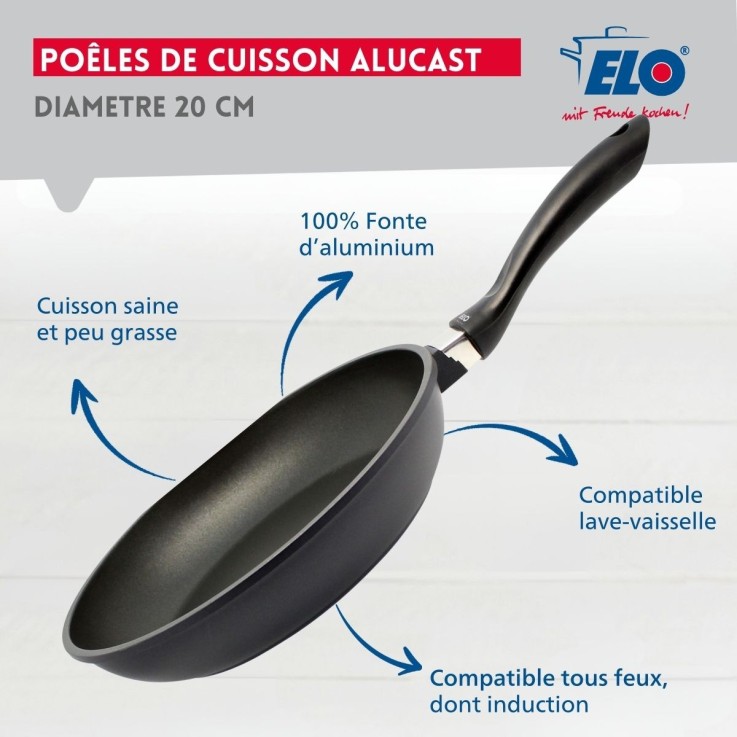 Poêle à frire 20 cm sans PFAS Elo Alucast