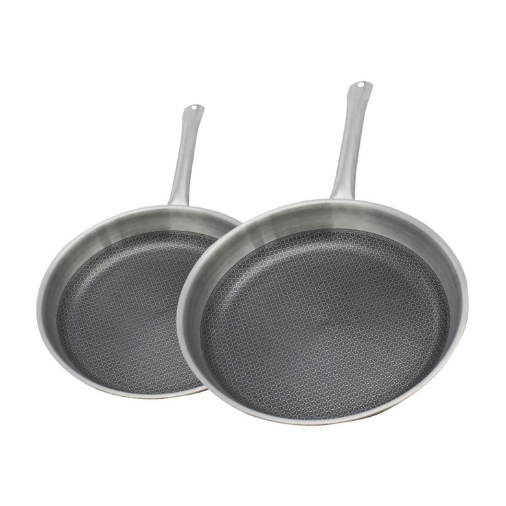 Lot de 2 poêles Elo Relief Solution 24 cm et 28 cm en inox sans PFAS