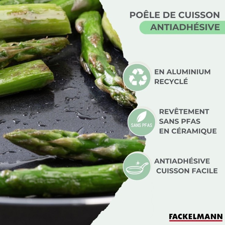 Poêle 30 cm aluminium revêtement céramique antiadhésif sans PFAS Fackelmann Brandao