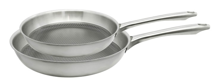 Set de 2 poêles 24 et 28 cm en acier inoxydable et revêtement sans PFAS Elo Relief Passion