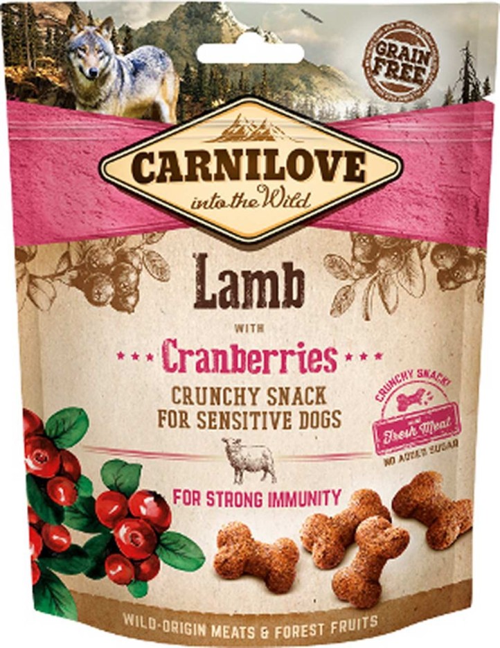 Carnilove - Friandises Sans Céréales Crunchy Agneau & Cranberries pour Chien 200g