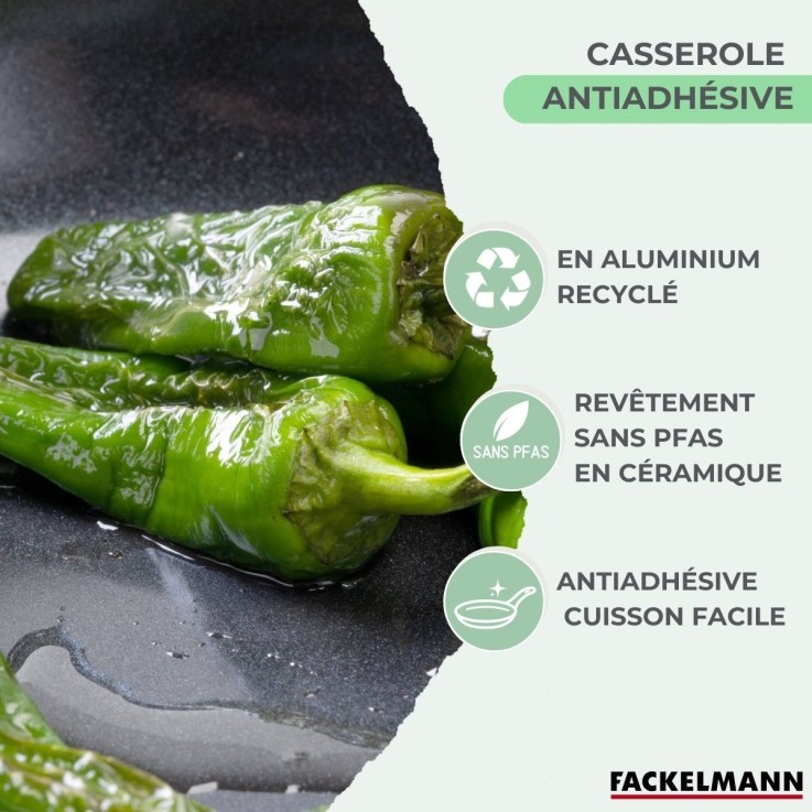 Casserole 16 cm aluminium revêtement céramique antiadhésif sans PFAS Fackelmann Brandao