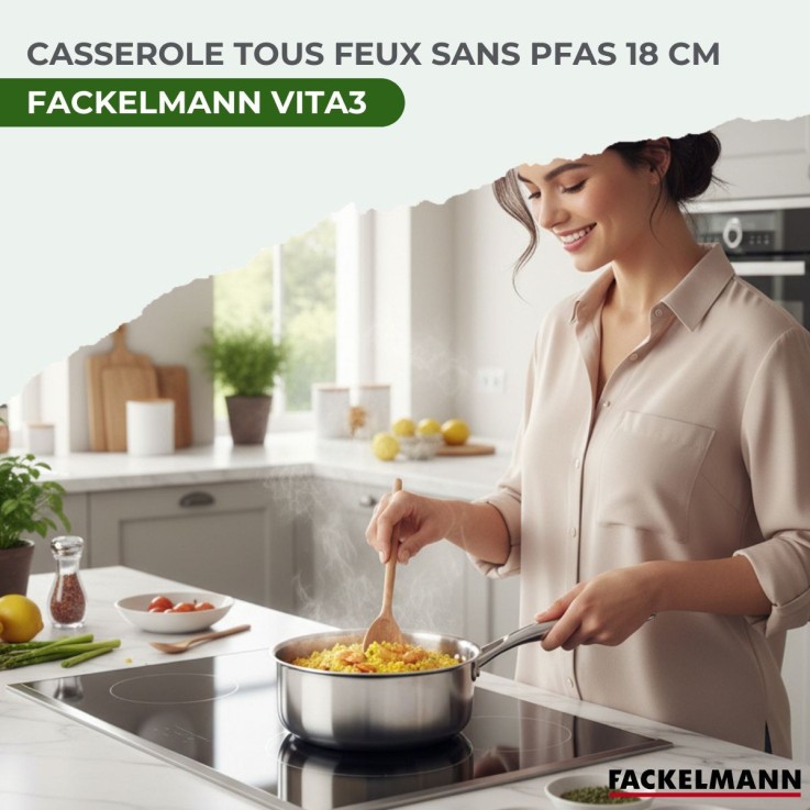 Casserole 18 cm en inox 18/10 Triply Fackelmann Vita3