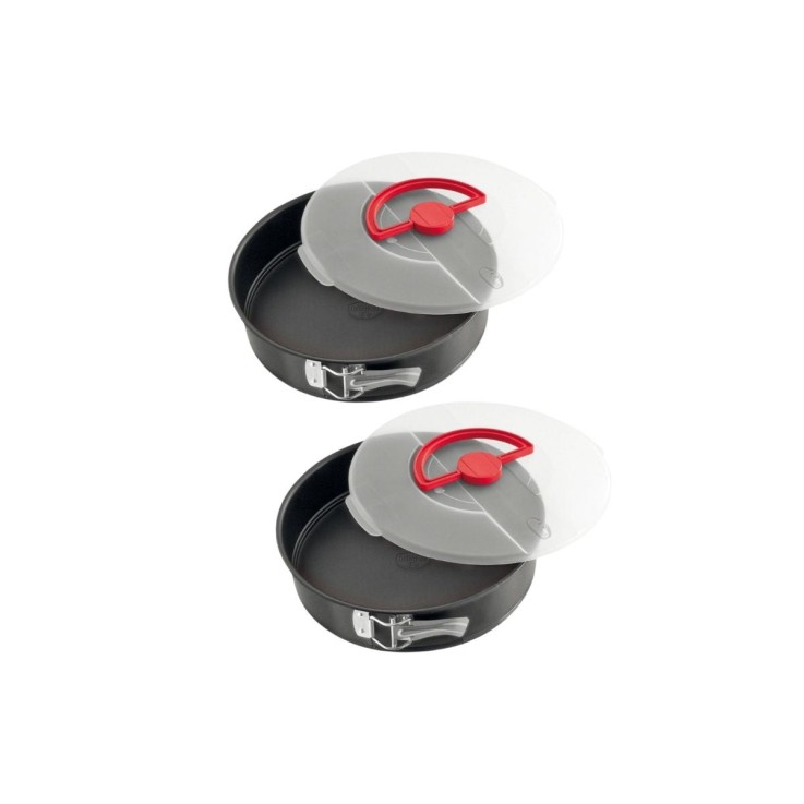 Ensemble de 2 Moules à manqué à charnière 26 cm avec couvercle de transport Dr. Oetker Bake and Go