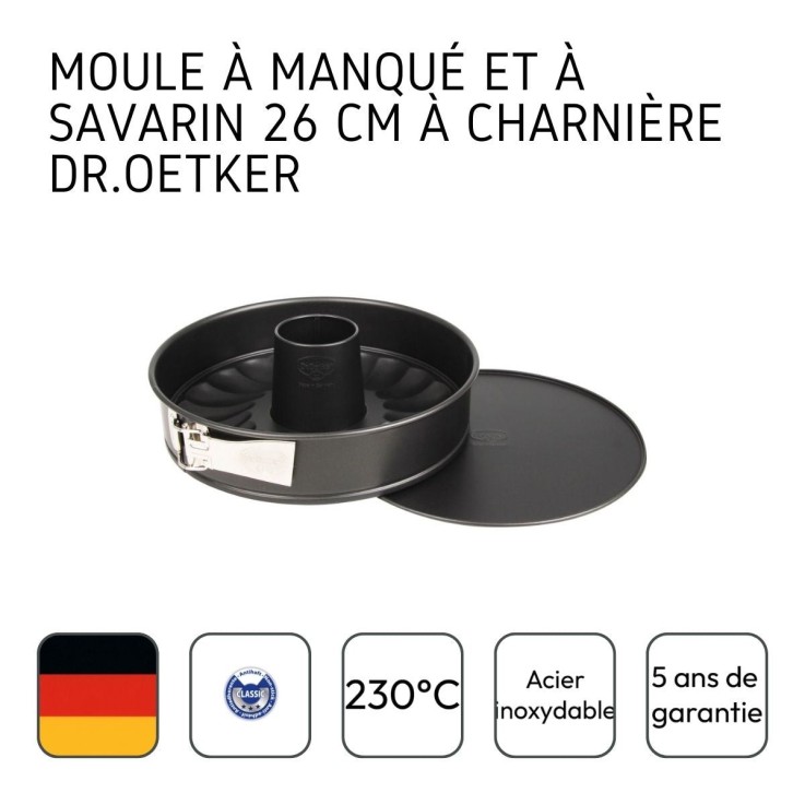 Ensemble de 2 Moules à manqué et à savarin double fond 26 cm Dr.Oetker Tradition
