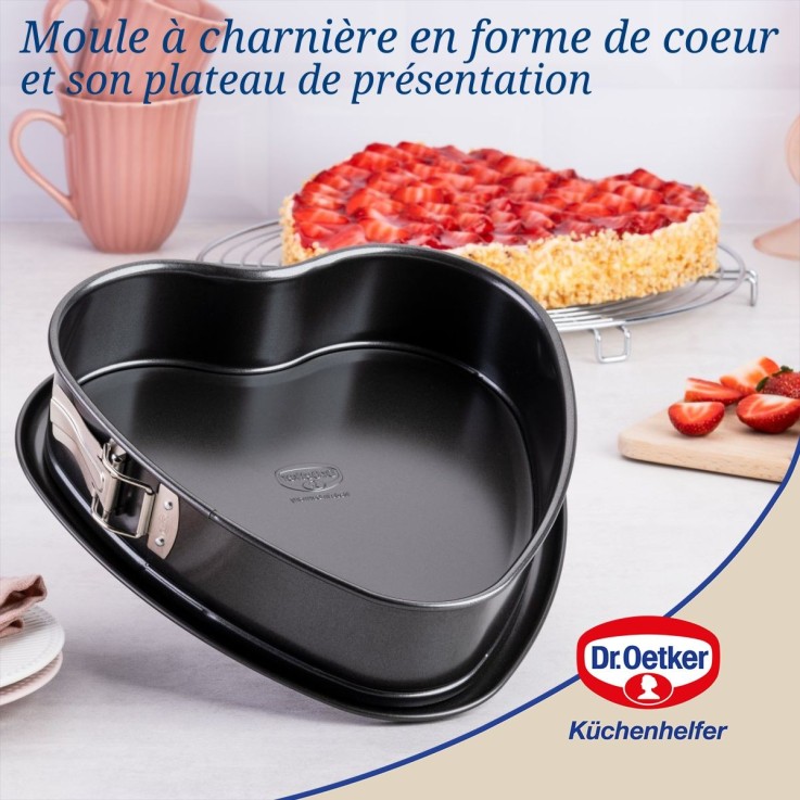 Ensemble de 2 Moules à charnière en forme de cœur 25 cm Dr. Oetker