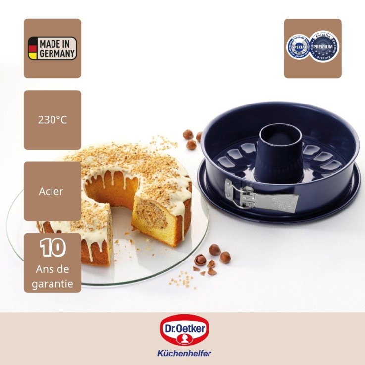 Lot de 2 moules à manqué à charnière avec fond à savarin 26 cm Dr Oetker Back Liebe