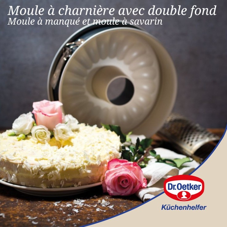 Ensemble de 2 Moules à manqué à charnière avec fond à savarin 26 cm Dr Oetker Back-Trend