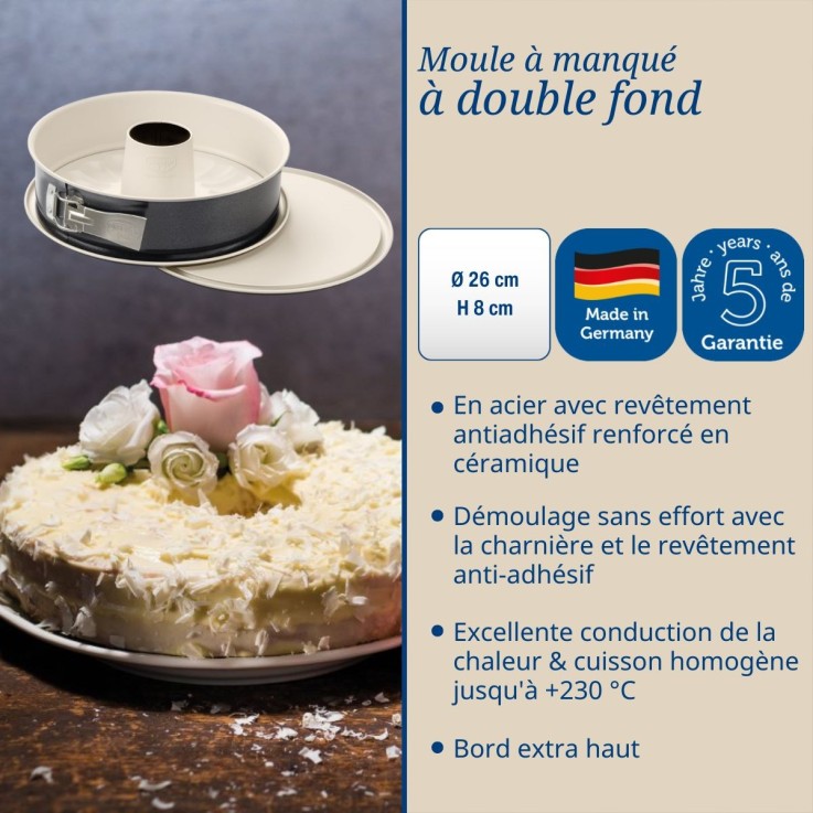 Ensemble de 2 Moules à manqué à charnière avec fond à savarin 26 cm Dr Oetker Back-Trend