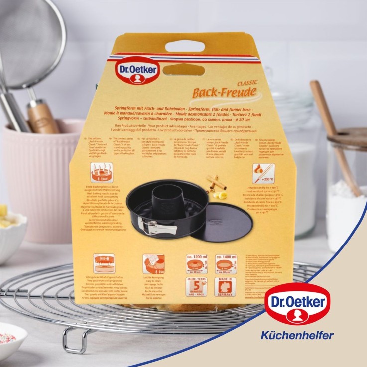 Ensemble de 2 Moules à manqué à charnière avec fond à savarin 20 cm Dr Oetker Back Freude